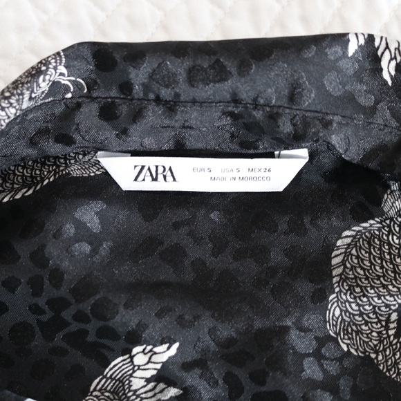 Zara Black Long Sleeve Button Down Blouse Black Size Small - Picture 11 of 12
